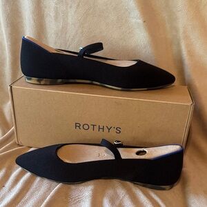 Rothy's Black Flats with Strap Detail